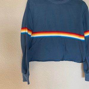 Blue Crop Top with Rainbow Stripe !!!